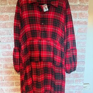 Maurices Red and Black Plaid Dress